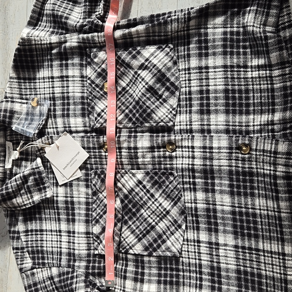 NWT Beachlunchlounge Shacket Shirt Jacket Size XS Small Flannel - Picture 6 of 10